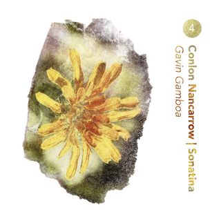 A colorful print of a flower against a white background, with the album title and artist name rotated 90º set close to the right margin.