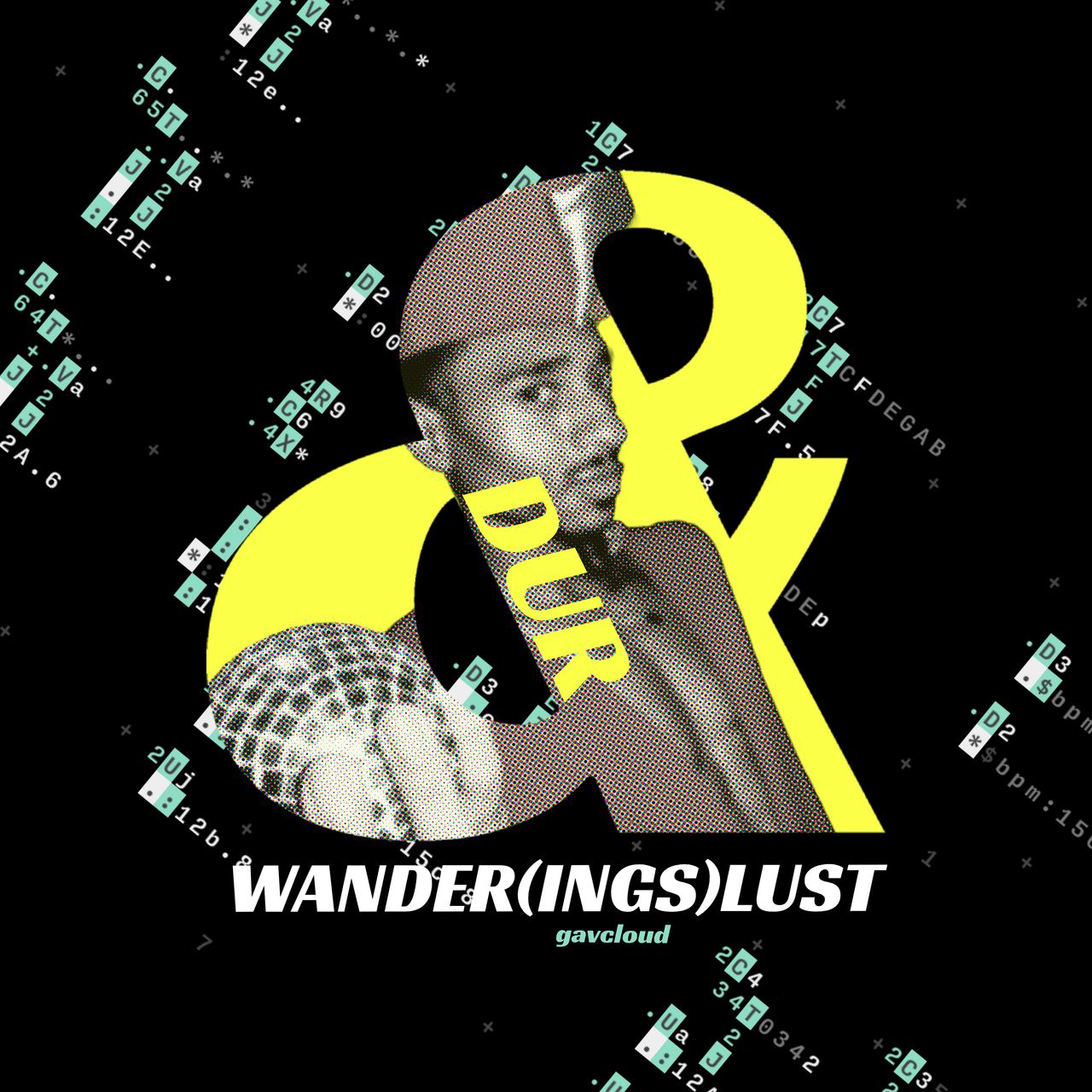 A dark background with elements of orcλ code visible with a large yellow ampersand in the middle of the frame and a picture of Durand Bernarr in costume masked within the ampersand.