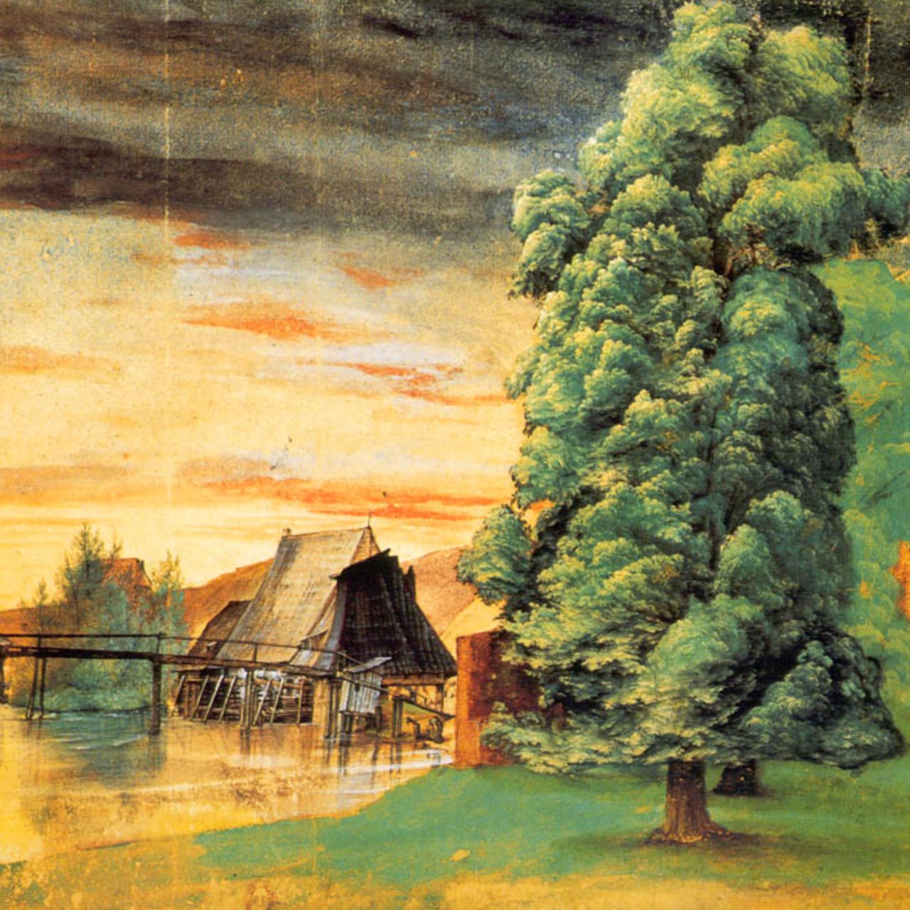 Detail from the painting Willow Mill by Albrecht Dürer, 1498.